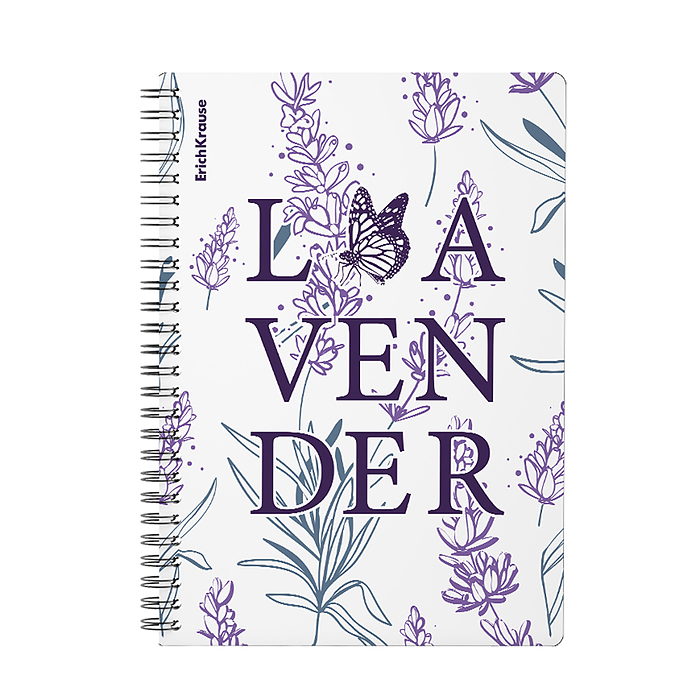 Тетрадь 80 л. клетка, Lavender, А5, с пластиковой обложкой, на спирали 
