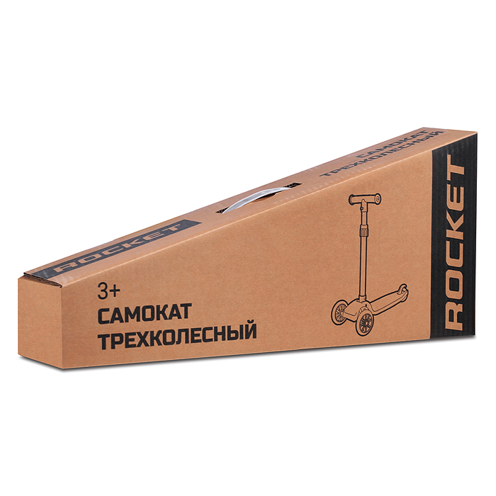 Самокат трёхколёсный ROCKET колёса PU, цвет чёрный