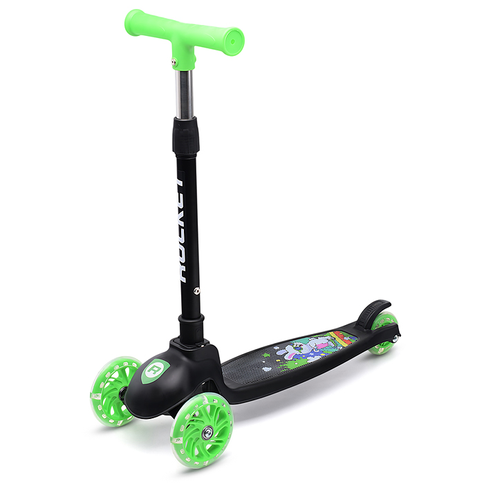 Самокат трёхколёсный ROCKET колёса PU, цвет чёрный