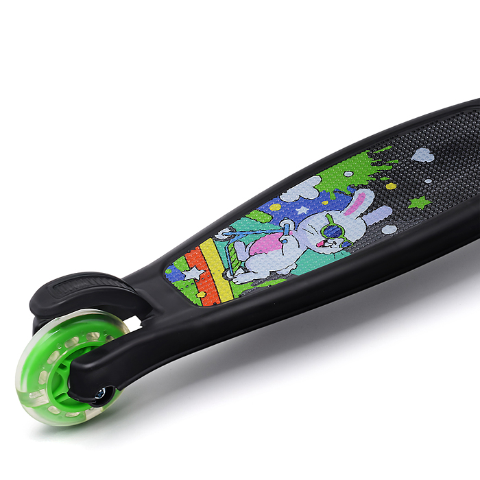 Самокат трёхколёсный ROCKET колёса PU, цвет чёрный