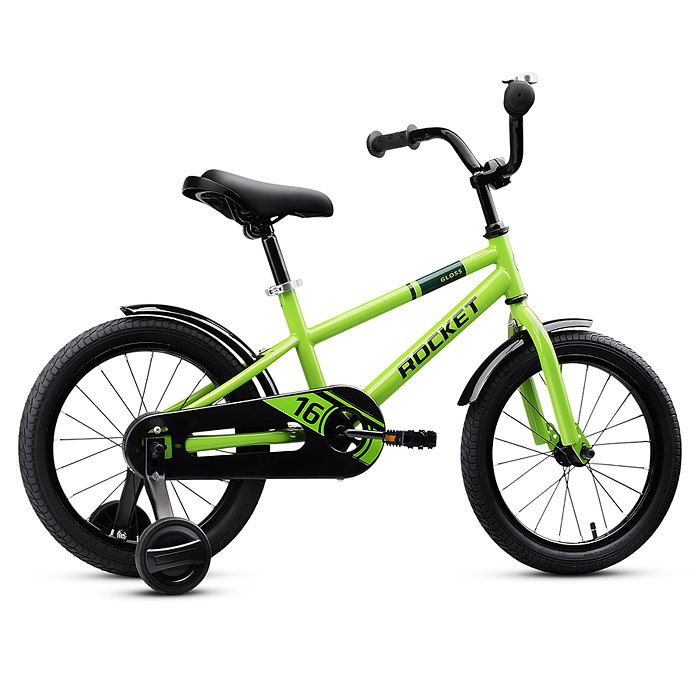 Фото к товару Велосипед 16" Rocket Gloss, цвет зеленый Велосипед 16" Rocket Gloss, цвет зеленый