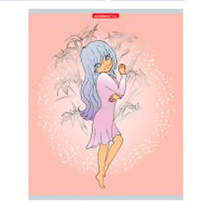 Тетрадь 48л. клетка А5 "Девочки" на скобе, отделка текстура, тиснение фольгой