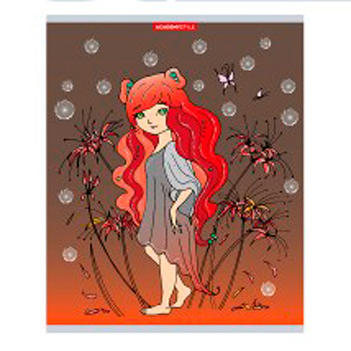 Тетрадь 48л. клетка А5 "Девочки" на скобе, отделка текстура, тиснение фольгой