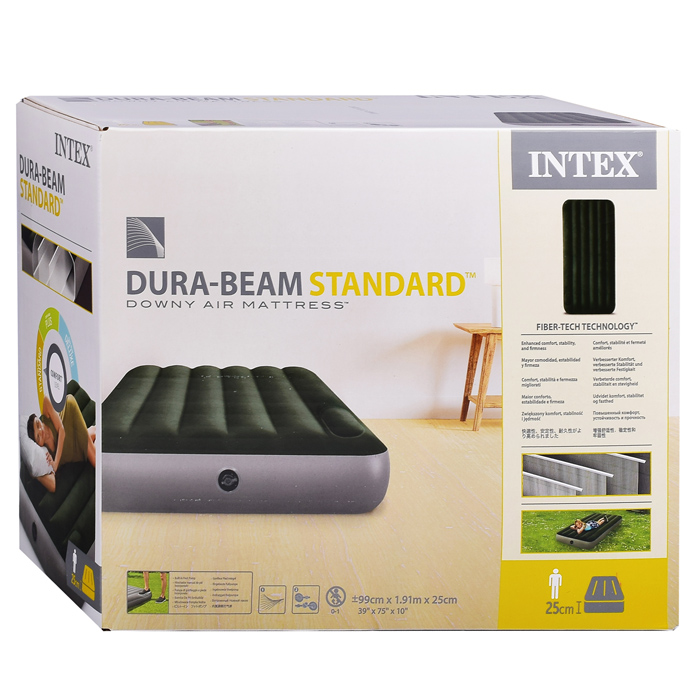 Матрас надувной Dura-Beam Twin, 99 х 191 х 25 см, с встроенным ножным насосом, 64761 INTEX не товарн