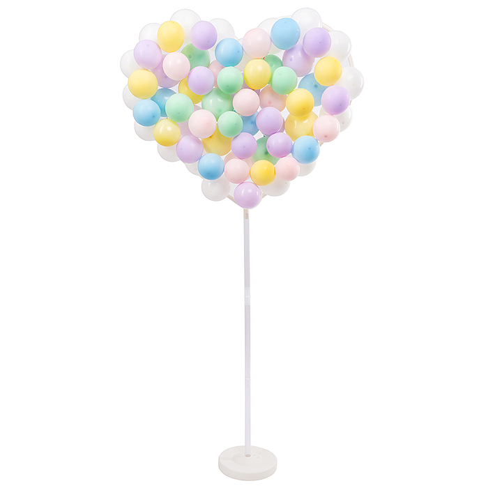 Стойка для шаров Сердце, на ножке, 0,7*1,5 м, Белый/Прозрачный, 1 шт.