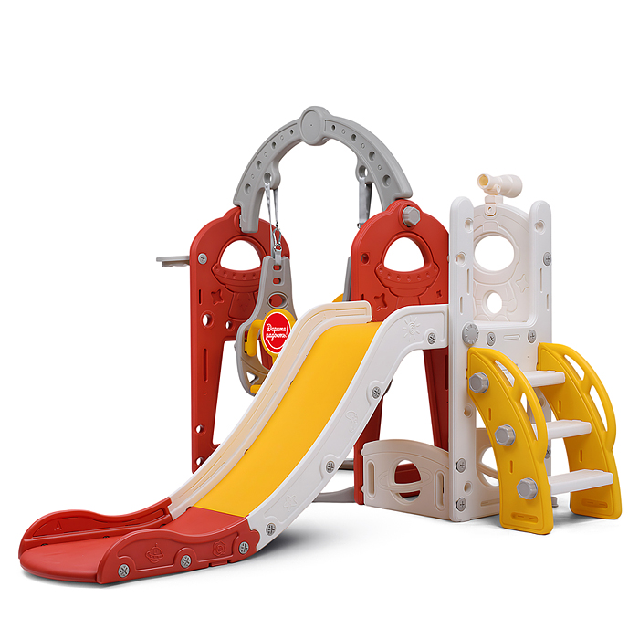 Фото к товару Комплект детский UT0140 "Космический стиль" (горка и качель) цвет красный. Комплект детский UT0140 "Космический стиль" (горка и качель) цвет красный.