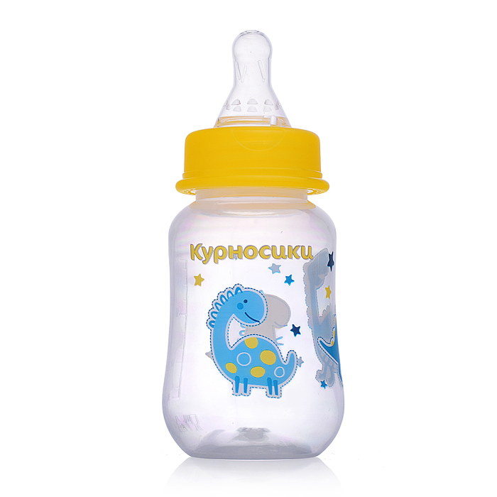 Бутылочка приталенная с 2-мя силиконовыми сосками без ручек "Зверята" 125 мл