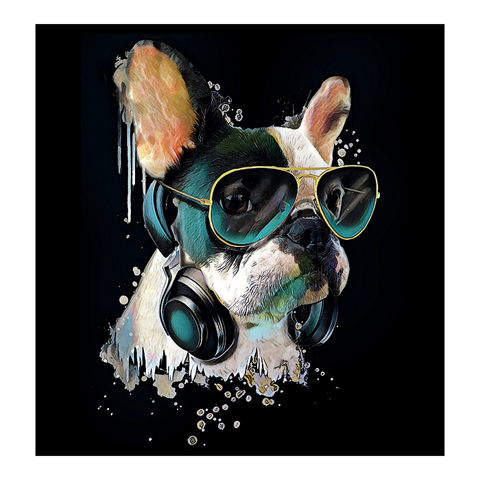 Холст с красками 40х50 см по номерам "Модный пёс" (30цв.)