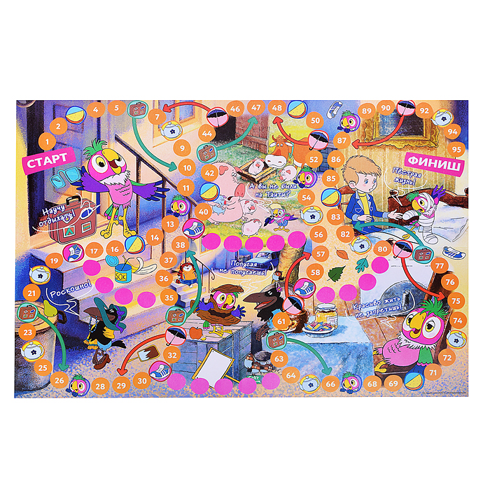 Фото к товару Настольная игра "Возвращение блудного попугая. Союзмультфильм" 217х330х27 мм. Настольная игра "Возвращение блудного попугая. Союзмультфильм" 217х330х27 мм.