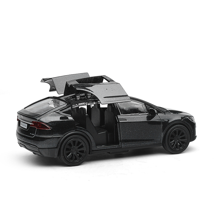 Машина металл Tesla Model X Plaid 12 см, двери, черн, в коробке