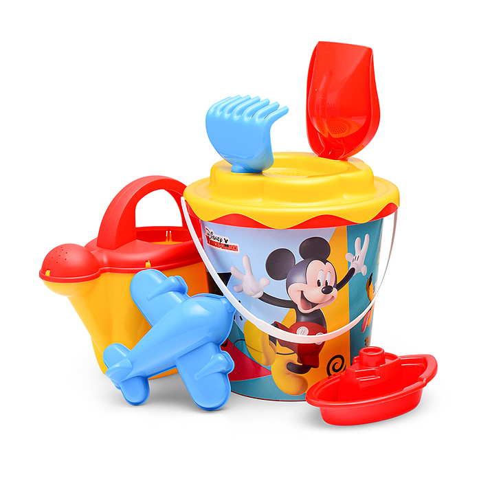 Фото к товару Набор Disney «Микки и Весёлые гонки» №12: ведро с наклейкой, ситечко "Солнышко", лопатка №5, грабель Набор Disney «Микки и Весёлые гонки» №12: ведро с наклейкой, ситечко "Солнышко", лопатка №5, грабель