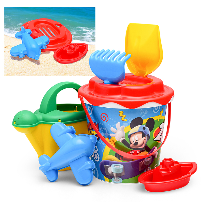Фото к товару Набор Disney «Микки и Весёлые гонки» №12: ведро с наклейкой, ситечко "Солнышко", лопатка №5, грабель Набор Disney «Микки и Весёлые гонки» №12: ведро с наклейкой, ситечко "Солнышко", лопатка №5, грабель