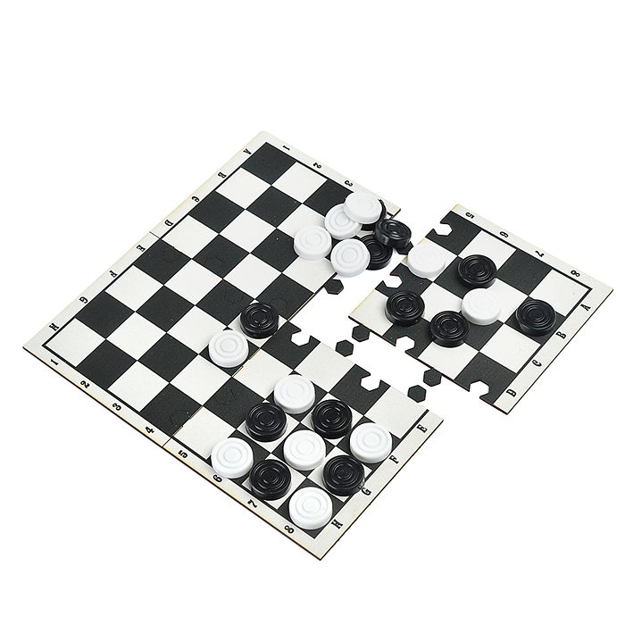 Игра "Шашки" (с жестким полем, деревянная коробка)