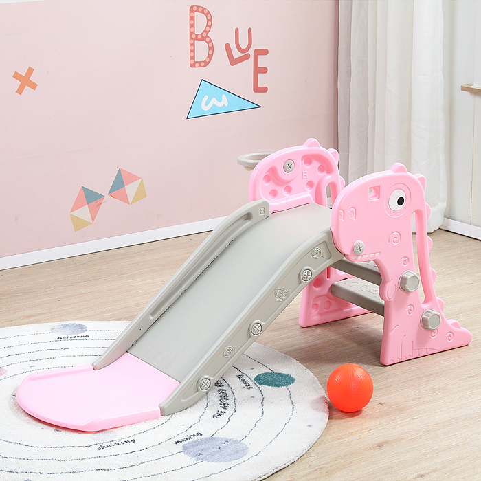 Горка детская UT0107 "Динозаврик" (цвет розовый)