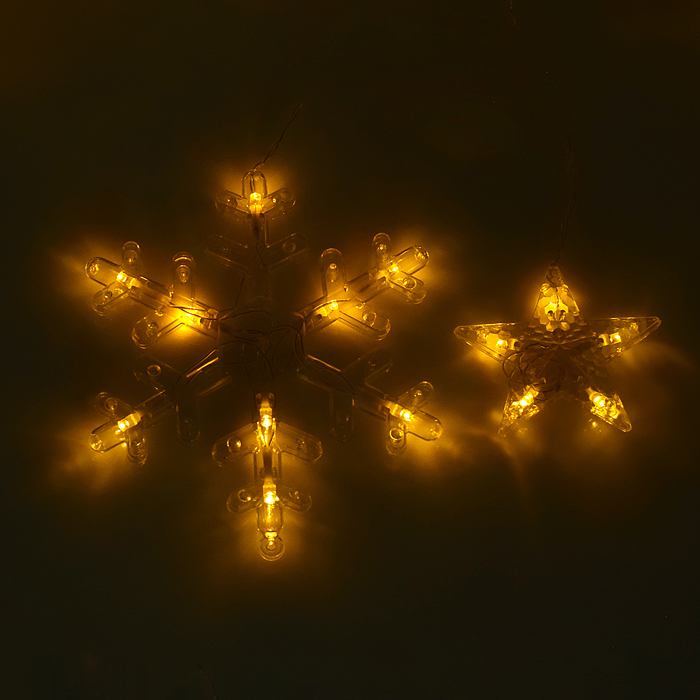 Фото к товару Электрогирлянда-занавес светодиодная "Снежинки", теплый Электрогирлянда-занавес светодиодная "Снежинки", теплый