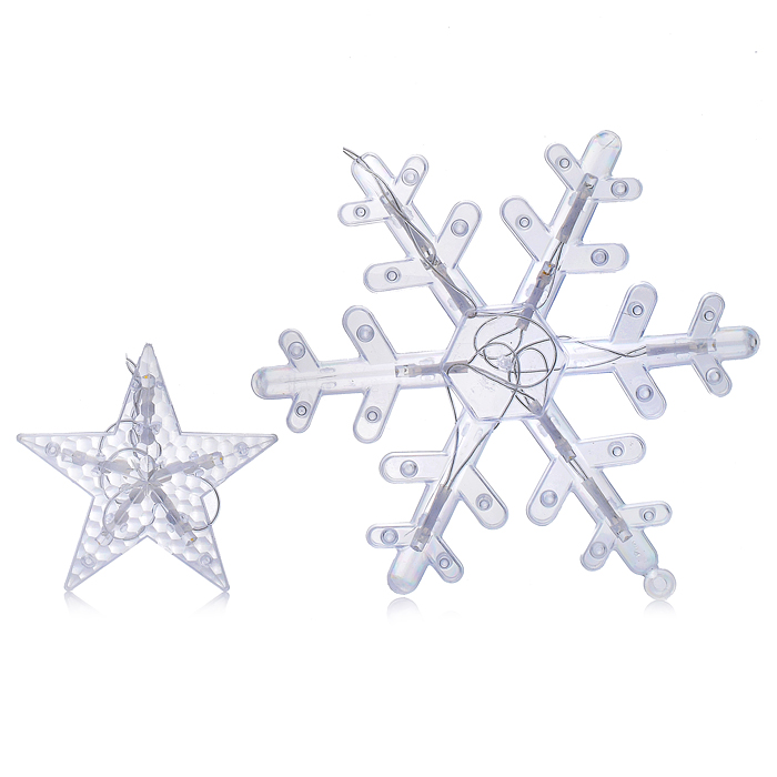 Фото к товару Электрогирлянда-занавес светодиодная "Снежинки", теплый Электрогирлянда-занавес светодиодная "Снежинки", теплый