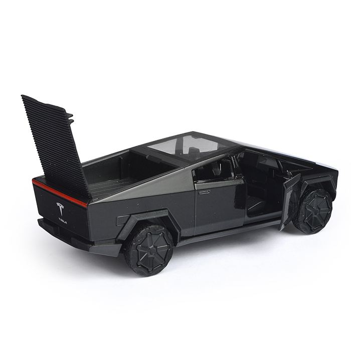 Машина металл Tesla Cybertruck 13,7см, ( откр. дв, глянцевый черн,)инерц., в коробке