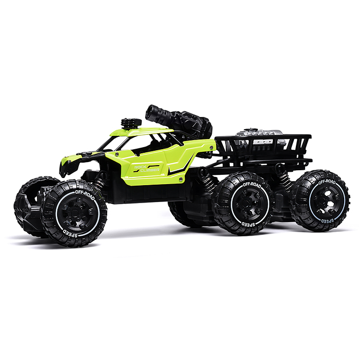 Машина BT0058-1 "Погоня за монстрами" зелёный, свет, дым, стрельба р/у, 27 MHz, в коробке