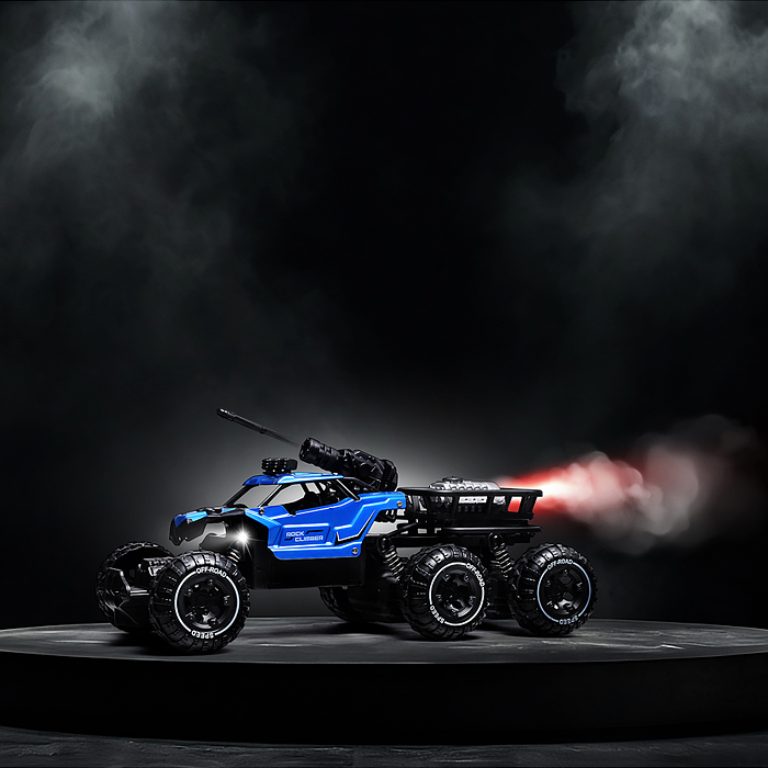 Машина BT0058-3 "Погоня за монстрами" синий, свет, дым, стрельба  р/у, 27 MHz, в коробке