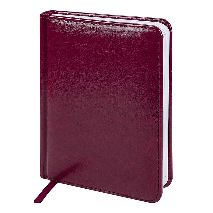 Ежедневник А6, 128л. недатир. "TOUCH SKIN - BORDEAUX" бордовый