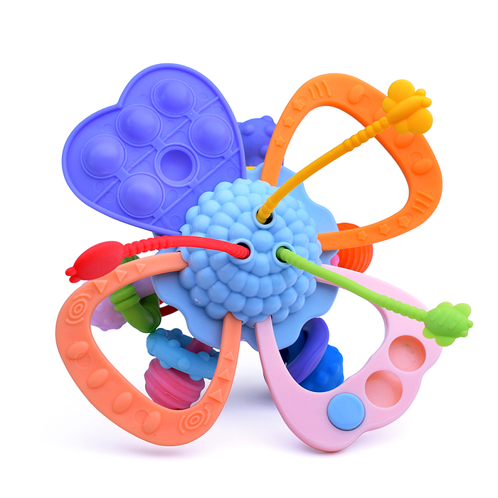 Развивающая игрушка-грызунок Y0089-2 цвет голубой, в коробке