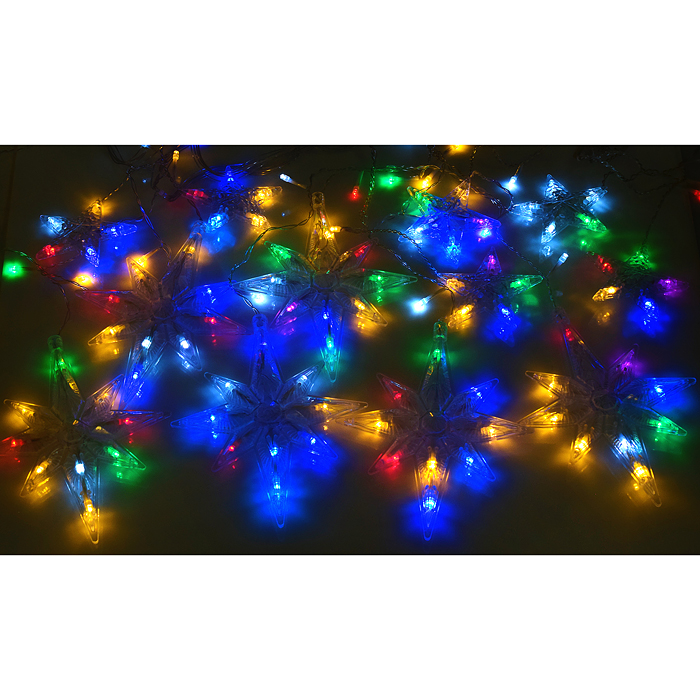 Электрогирлянда-занавес светодиодная "Звезды", цветная