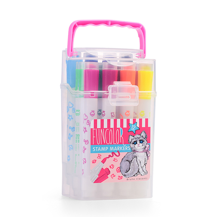 Фломастеры-штампики "Funcolor" 12цв. в пластиковом пенале