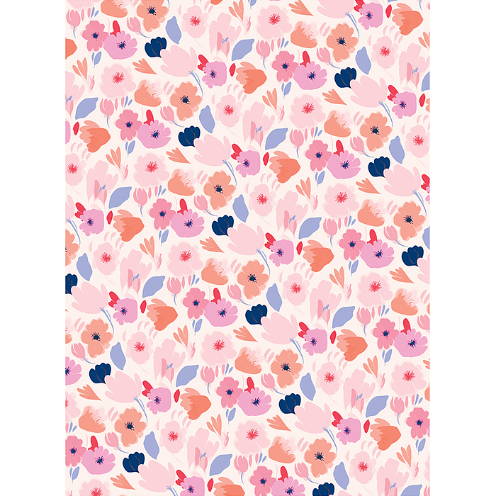 Упаковочная бумага "Floral mood", глянц. 70*100см, 80 г/м2, ассорти, 5 дизайнов