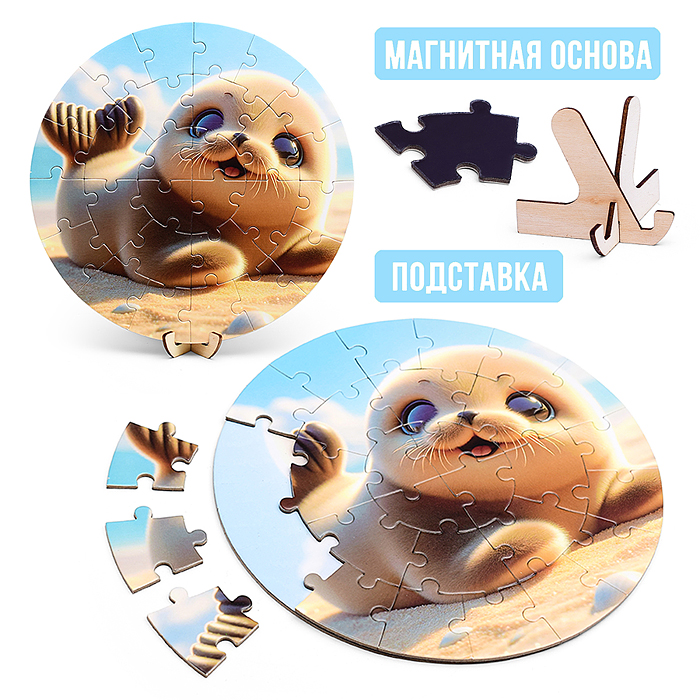 Фото к товару Пазл магнитный D2007 "Зверята" круглый Пазл магнитный D2007 "Зверята" круглый