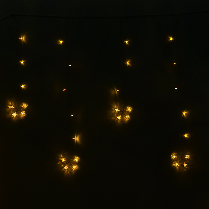 Электрогирлянда-занавес светодиодная "Звездочки", теплый