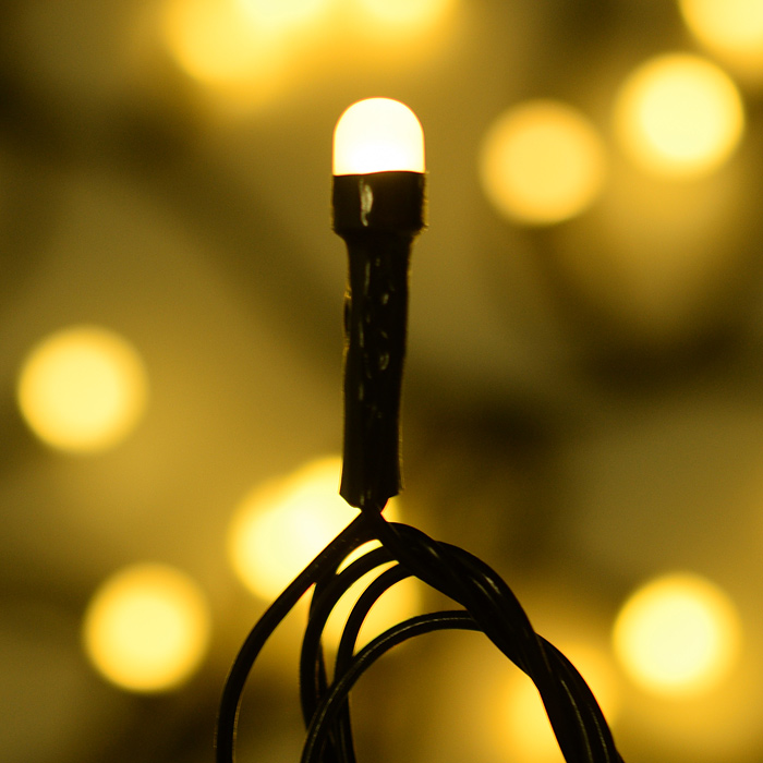 Электрогирлянда светодиодная в катушке 10м., 100 ламп, теплый