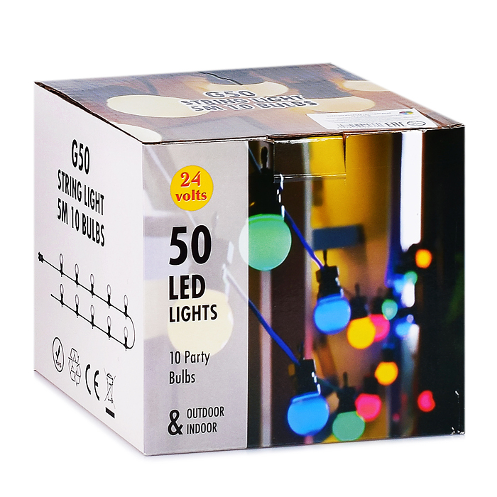 Электрогирлянда светодиодная Лампы 5,5см, 10 ламп, теплый