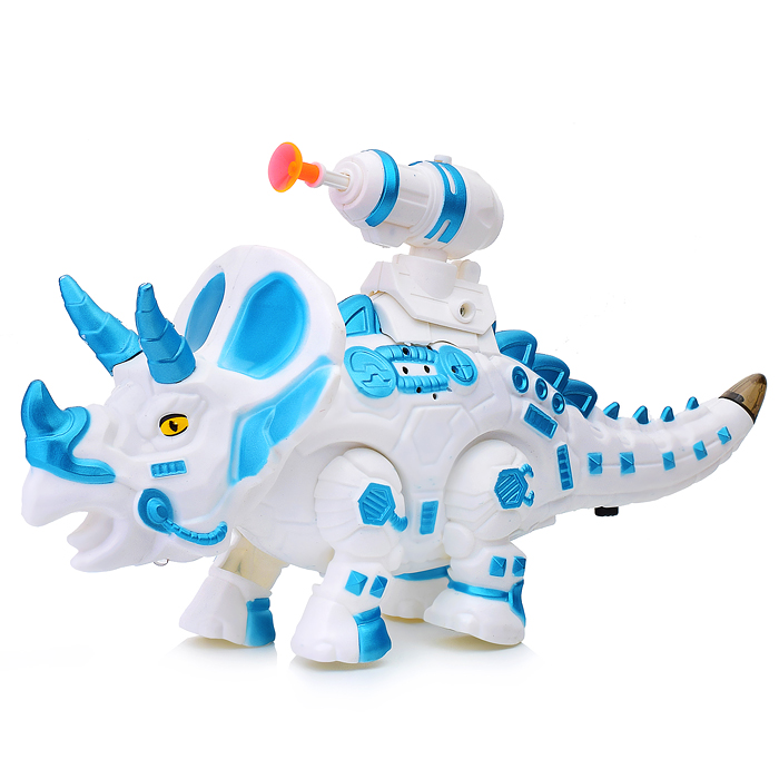 Динозавр 666-44A "Трицератопс" стреляет присосками, на батарейках, в ассортименте, в коробке