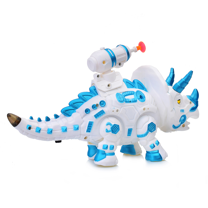 Динозавр 666-44A "Трицератопс" стреляет присосками, на батарейках, в ассортименте, в коробке