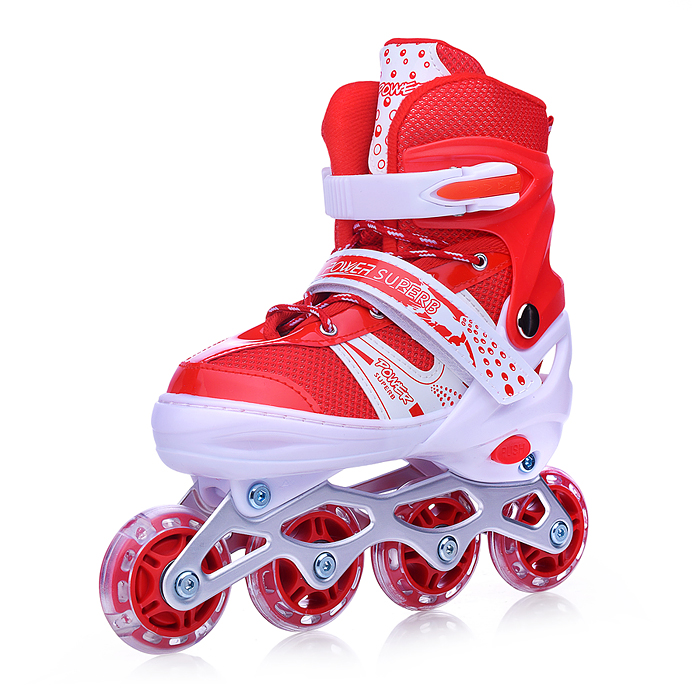 Фото к товару Ролики детские, размер M, красные (со шлемом и защитным снаряжением) Ролики детские, размер M, красные (со шлемом и защитным снаряжением)