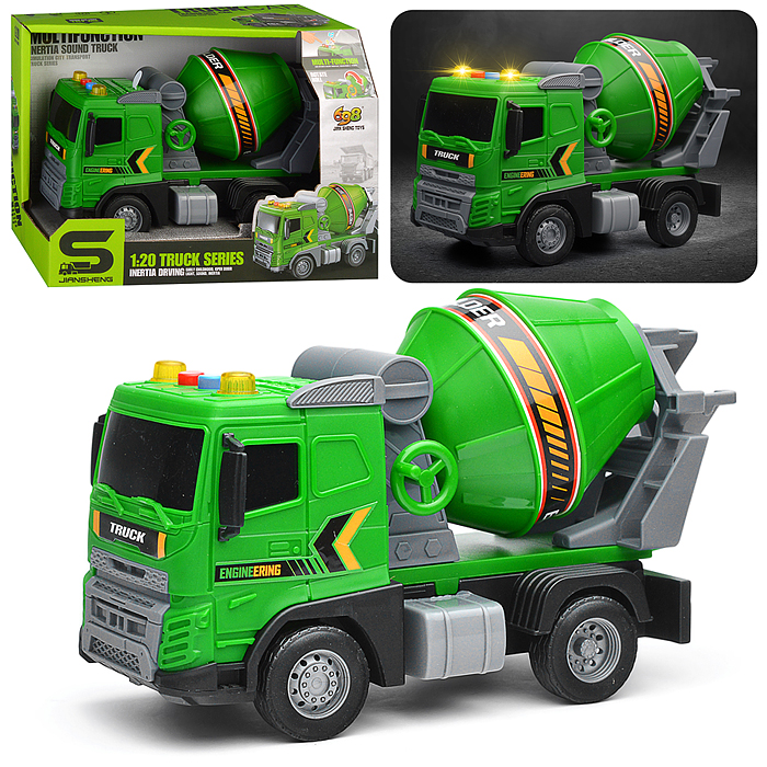 Машина JS172A "Бетономешалка" (свет, звук) в коробке