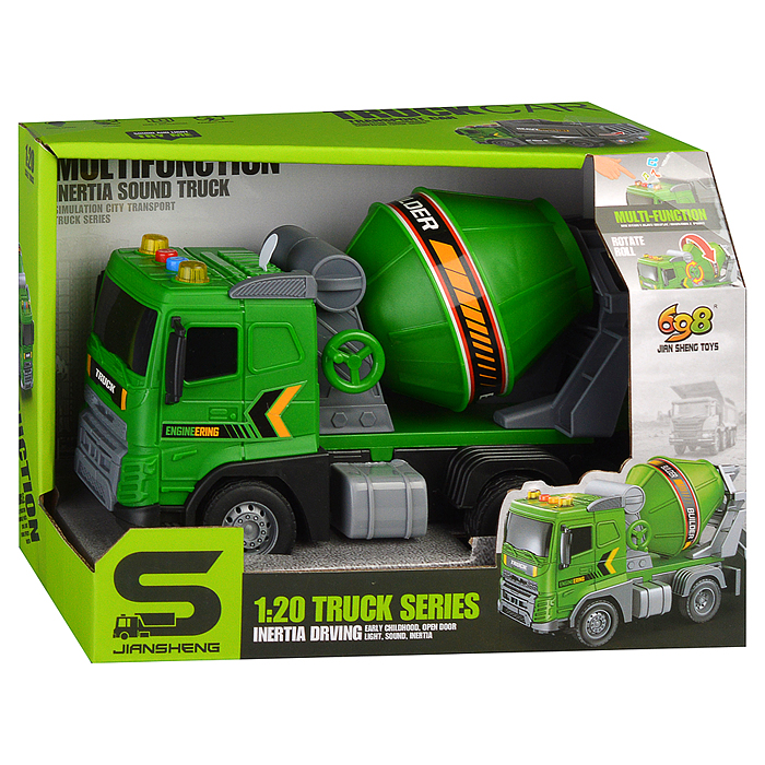 Машина JS172A "Бетономешалка" (свет, звук) в коробке