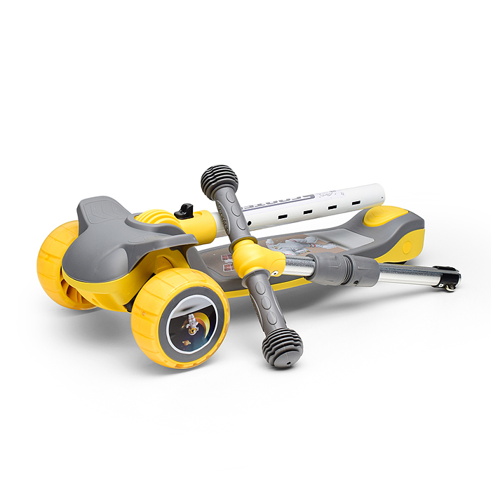 Самокат U001195Y 3-х кол., желтый, PU, в коробке