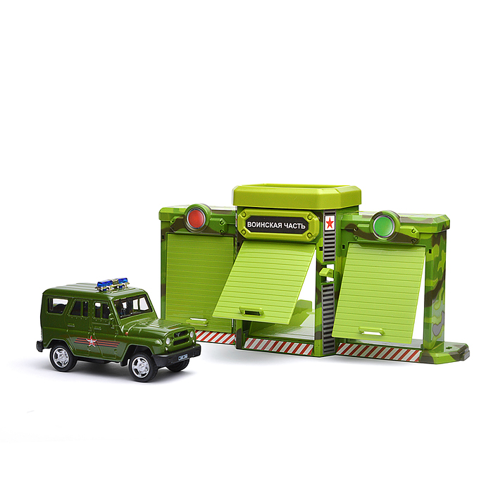 Игрушка пластик Ворота+1 машинка, Воинская часть, в коробке