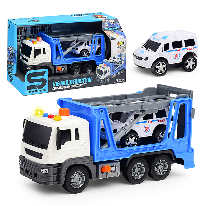 Машина JS114A "Полицейский автовоз" (свет, звук) в коробке