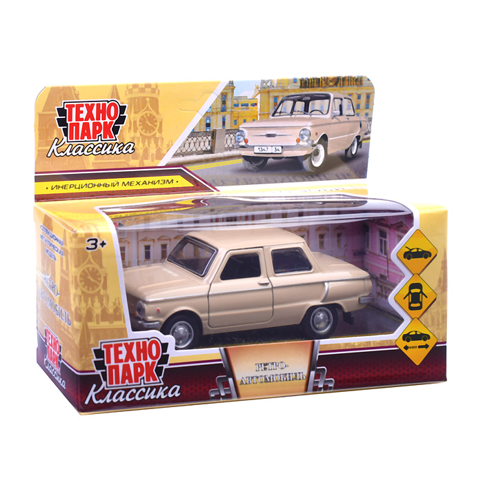 Машина металл ЗАЗ-968А "Запорожец" 12 см, бежевый, инерц., в коробке