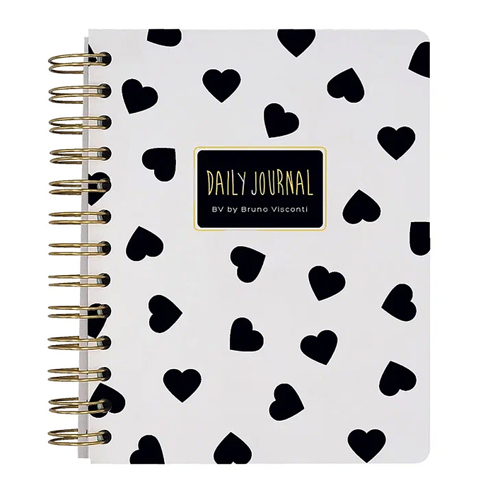 Ежедневник «Cute diary» А6, BV, 136 л, "Black&White. Сердечки"