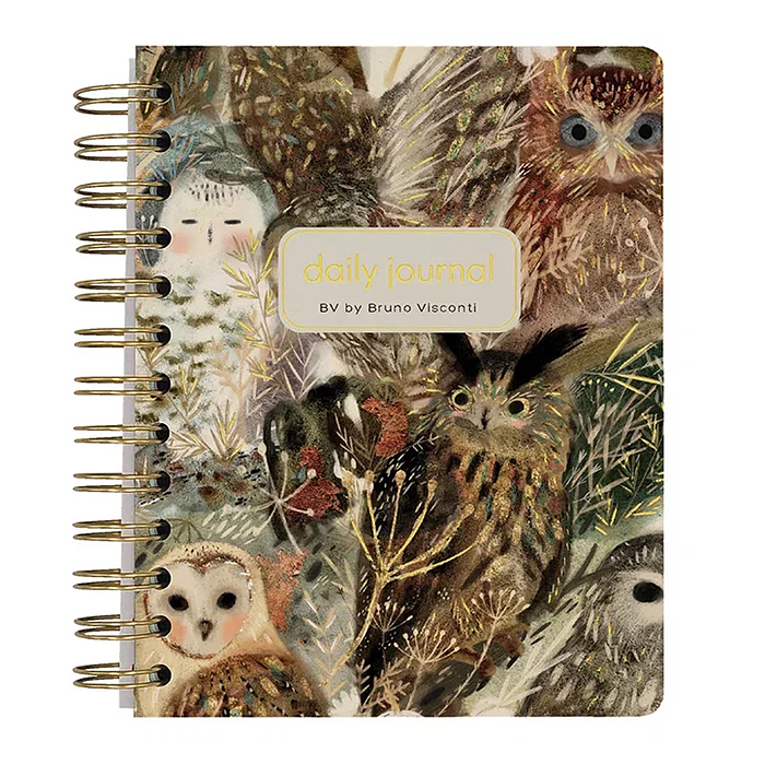 Ежедневник на золотом гребне «Cute Diary» А6, Bv, 136 л, "Black&Whitе А6, BV,136 л, "Волшебные совы"