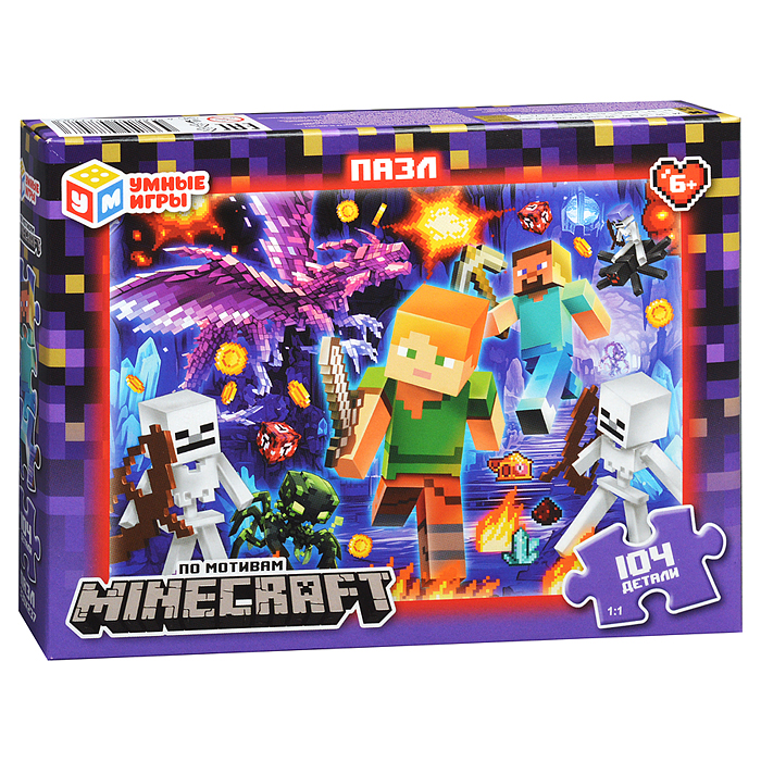 Пазлы 104 "По мотивам Minecraft" Пазлы 104 "По мотивам Minecraft"