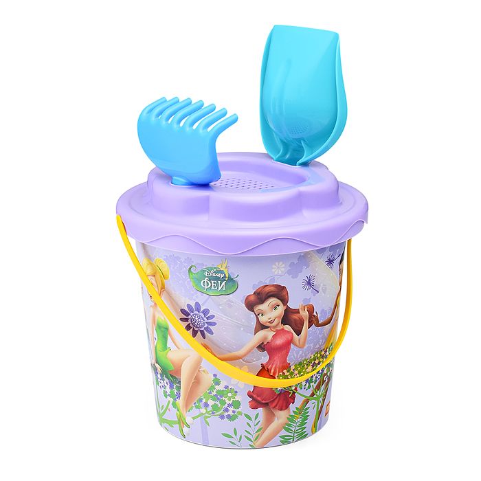 Фото к товару Набор Disney "Феи" №2: ведро с наклейкой, ситечко "Солнышко" лопатка №5, грабельки №5 Набор Disney "Феи" №2: ведро с наклейкой, ситечко "Солнышко" лопатка №5, грабельки №5
