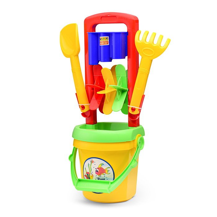 Набор №391: песочная мельница №4, ведро №9, лопатка №31, грабельки №31