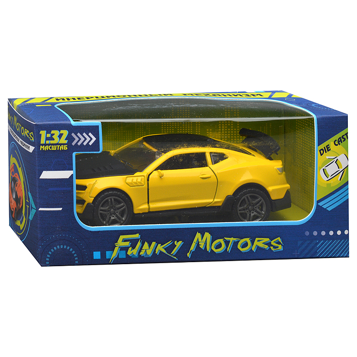 Чёрно-желтая инерционная машинка die-cast,1:32, открывающиеся двери