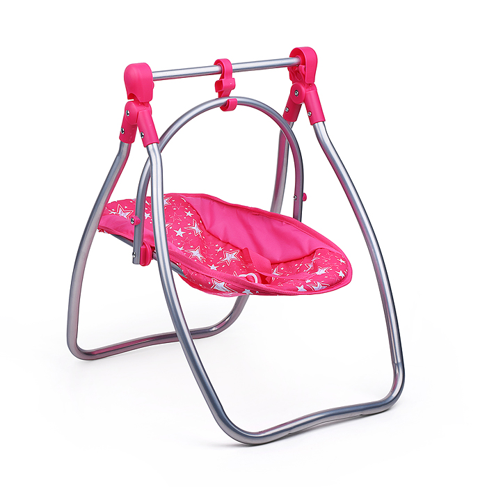 Коляска для кукол 9002 5 в1 принт: звезды на розовом