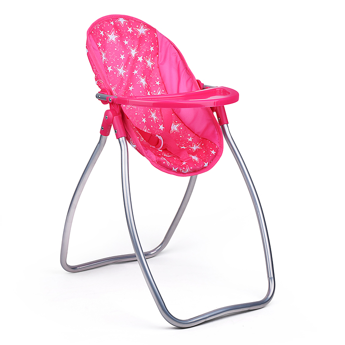 Коляска для кукол 9002 5 в1 принт: звезды на розовом