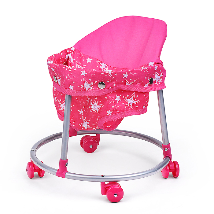 Коляска для кукол 9002 5 в1 принт: звезды на розовом